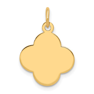 14k Yellow Gold Plain .018 Gauge Engravable Quatrefoil Disc Charm XM620/18