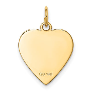 14k Yellow Gold Plain .011 Gauge Heart Engravable Disc Charm