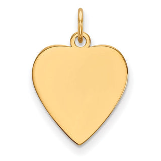 14k Yellow Gold Plain .011 Gauge Heart Engravable Disc Charm