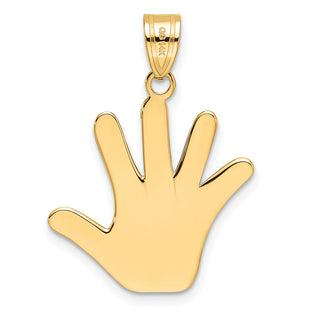 14k Yellow Gold Enameled Autism Handprint Pendant