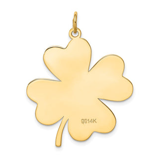 14k Yellow Gold Plain .018 Gauge Engravable Clover Disc Charm XM637/18