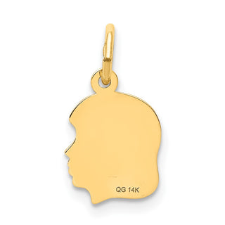 14k Yellow Gold .011 Depth Engravable Girl Head Charm XM89/11