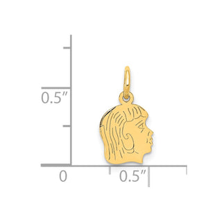 14k Yellow Gold .011 Depth Engravable Girl Head Charm XM89/11