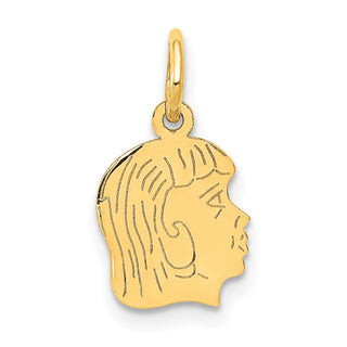 14k Yellow Gold .011 Depth Engravable Girl Head Charm XM89/11
