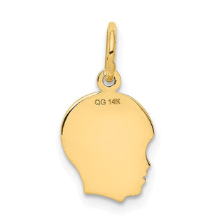 14k Yellow Gold .011 Depth Engravable Boy Head Charm XM90/11