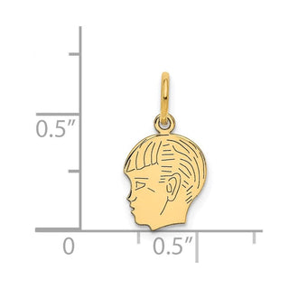 14k Yellow Gold .011 Depth Engravable Boy Head Charm XM90/11
