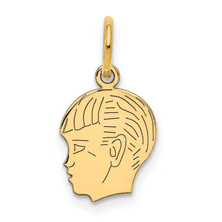 14k Yellow Gold .011 Depth Engravable Boy Head Charm XM90/11