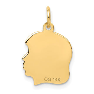 14k Yellow Gold .011 Depth Engravable Girl Head Charm XM95/11