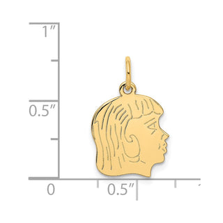 14k Yellow Gold .011 Depth Engravable Girl Head Charm XM95/11
