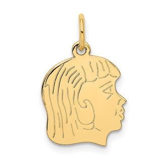 14k Yellow Gold .011 Depth Engravable Girl Head Charm XM95/11