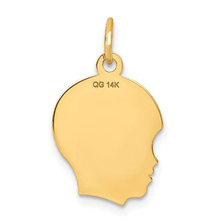 14k Yellow Gold .011 Depth Engravable Boy Head Charm XM96/11