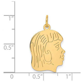 14k Yellow Gold .011 Depth Engravable Girl Head Charm XM97/11