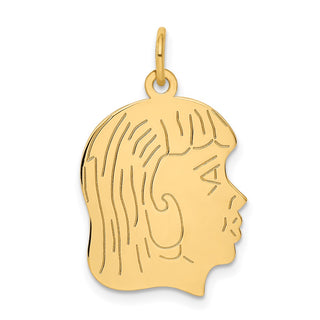 14k Yellow Gold .011 Depth Engravable Girl Head Charm XM97/11