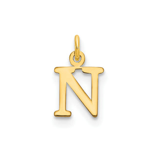 14k Yellow Gold Cutout Letter N Initial Charm