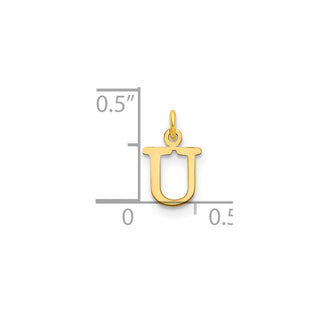 14k Yellow Gold Cutout Letter U Initial Charm