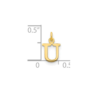 14k Yellow Gold Cutout Letter U Initial Charm