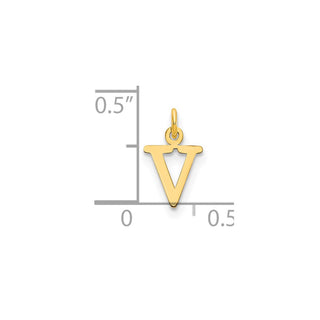 14k Yellow Gold Cutout Letter V Initial Charm
