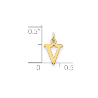 14k Yellow Gold Cutout Letter V Initial Charm