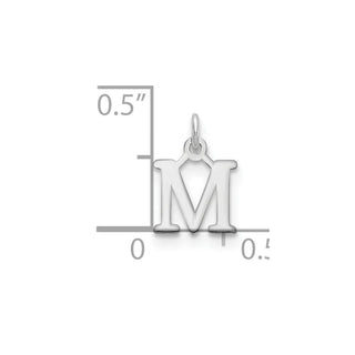 14k White Gold Cutout Letter M Initial Charm