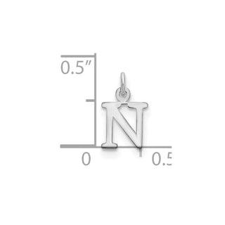 14k White Gold Cutout Letter N Initial Charm