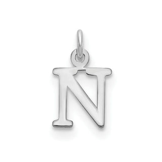 14k White Gold Cutout Letter N Initial Charm