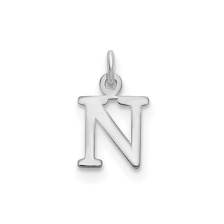 14k White Gold Cutout Letter N Initial Charm