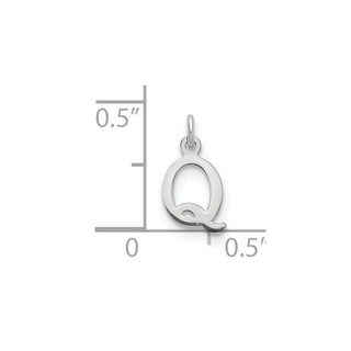 14k White Gold Cutout Letter Q Initial Charm