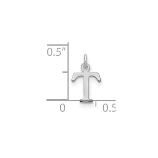 14k White Gold Cutout Letter T Initial Charm