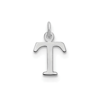 14k White Gold Cutout Letter T Initial Charm
