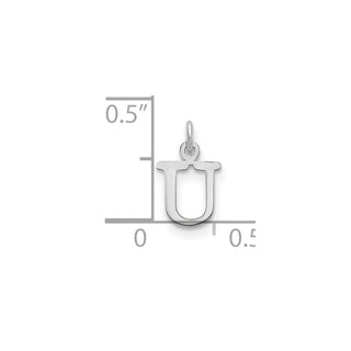 14k White Gold Cutout Letter U Initial Charm