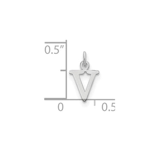 14k White Gold Cutout Letter V Initial Charm