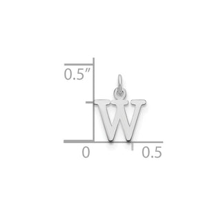 14k White Gold Cutout Letter W Initial Charm