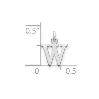 10k White Gold Cutout Letter W Initial Charm