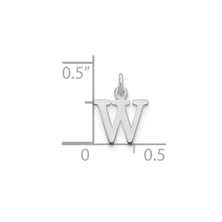 14k White Gold Cutout Letter W Initial Charm