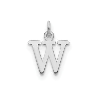 14k White Gold Cutout Letter W Initial Charm