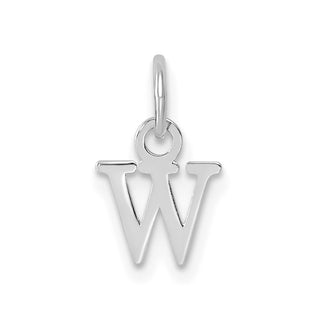 14k White Gold Cutout Letter W Initial Charm