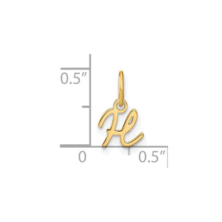 14k Yellow Gold Upper Case Letter H Initial Charm