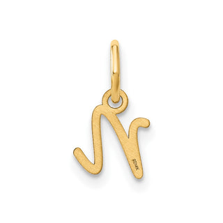 14k Yellow Gold Upper Case Letter N Initial Charm