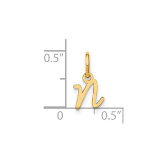 14k Yellow Gold Upper Case Letter N Initial Charm