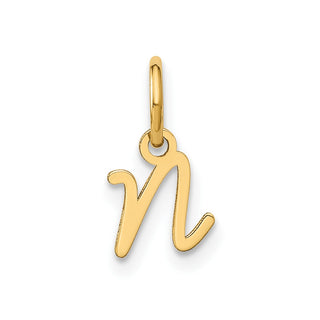 14k Yellow Gold Upper Case Letter N Initial Charm