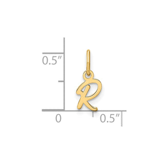 14k Yellow Gold Upper Case Letter R Initial Charm