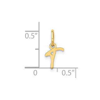 14k Yellow Gold Upper Case Letter T Initial Charm