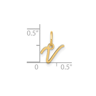 14k Yellow Gold Upper Case Letter V Initial Charm