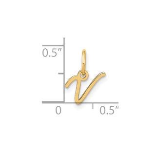 14k Yellow Gold Upper Case Letter V Initial Charm