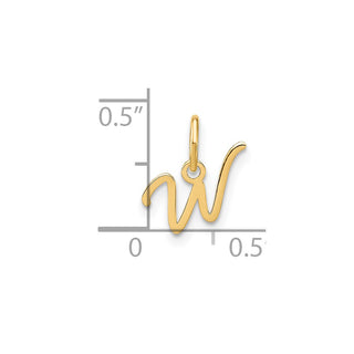 14k Yellow Gold Upper Case Letter W Initial Charm