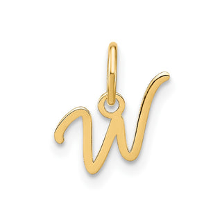 14k Yellow Gold Upper Case Letter W Initial Charm