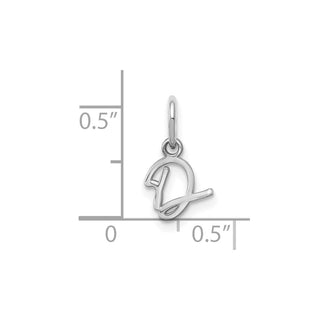 14K White Gold Upper case Letter D Initial Charm