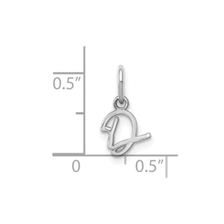 14K White Gold Upper case Letter D Initial Charm