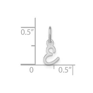 14K White Gold Upper case Letter E Initial Charm