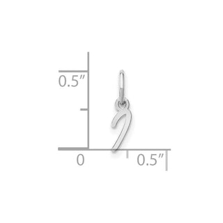 14K White Gold Upper case Letter I Initial Charm